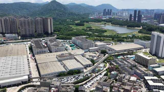 Skyview of BYD Pingshan Shenzhen, a leading new energy vehicle manufacturing base and industrial park, specializing in electric cars, hybrid vehicles and innovative zero emission technology solutions