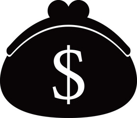 ドル記号とがま口財布のアイコン　モノトーン