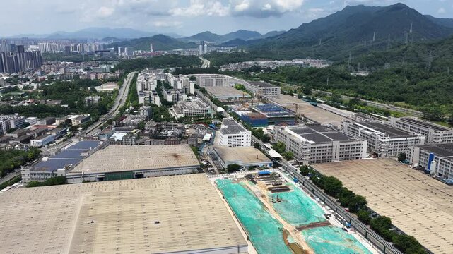 Skyview of BYD Pingshan Shenzhen, a leading new energy vehicle manufacturing base and industrial park, specializing in electric cars, hybrid vehicles and innovative zero emission technology solutions