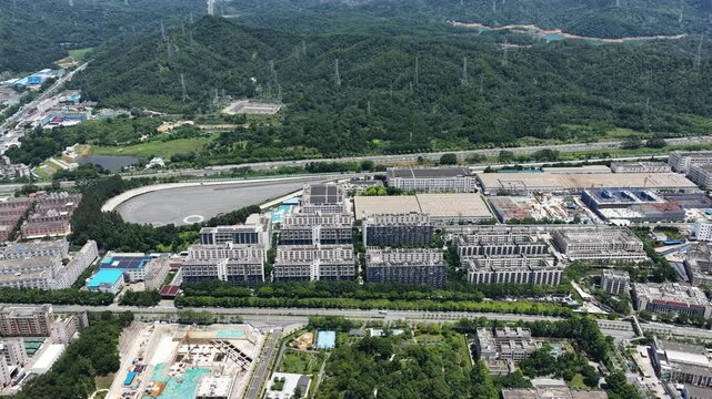 Skyview of BYD Pingshan Shenzhen, a leading new energy vehicle manufacturing base and industrial park, specializing in electric cars, hybrid vehicles and innovative zero emission technology solutions