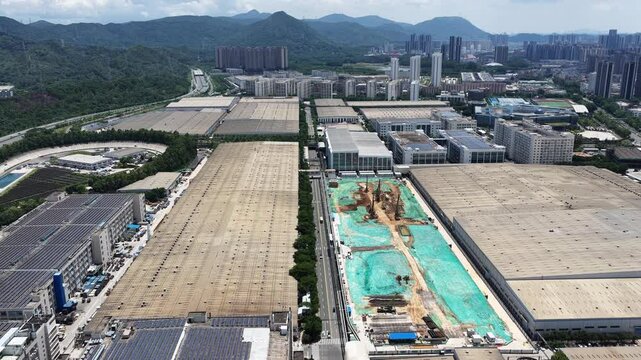 Skyview of BYD Pingshan Shenzhen, a leading new energy vehicle manufacturing base and industrial park, specializing in electric cars, hybrid vehicles and innovative zero emission technology solutions