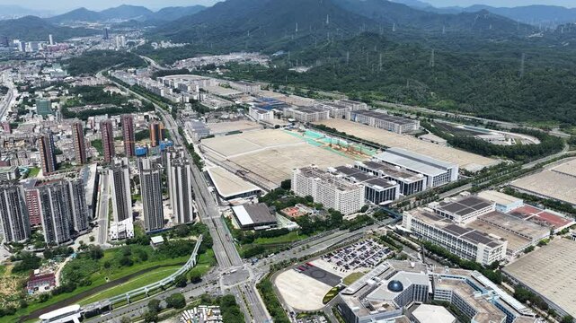 Skyview of BYD Pingshan Shenzhen, a leading new energy vehicle manufacturing base and industrial park, specializing in electric cars, hybrid vehicles and innovative zero emission technology solutions