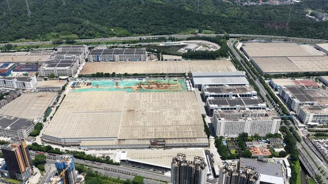 Skyview of BYD Pingshan Shenzhen, a leading new energy vehicle manufacturing base and industrial park, specializing in electric cars, hybrid vehicles and innovative zero emission technology solutions