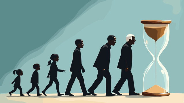 The Passing of Time - Aging Process and Life Cycle Illustration