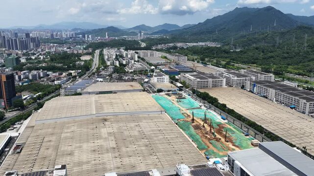 Skyview of BYD Pingshan Shenzhen, a leading new energy vehicle manufacturing base and industrial park, specializing in electric cars, hybrid vehicles and innovative zero emission technology solutions