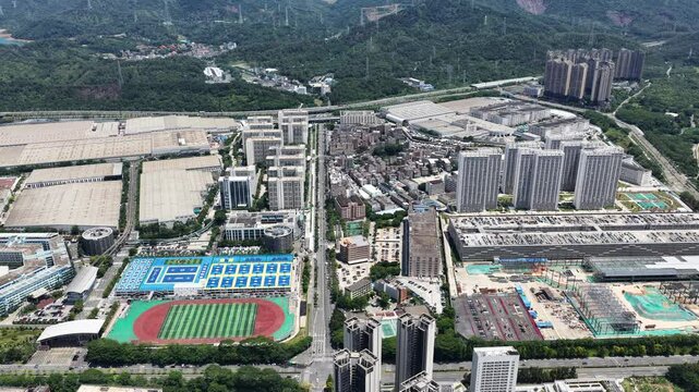 Skyview of BYD Pingshan Shenzhen, a leading new energy vehicle manufacturing base and industrial park, specializing in electric cars, hybrid vehicles and innovative zero emission technology solutions