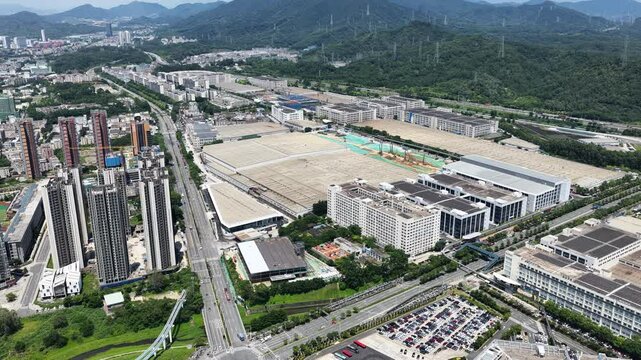Skyview of BYD Pingshan Shenzhen, a leading new energy vehicle manufacturing base and industrial park, specializing in electric cars, hybrid vehicles and innovative zero emission technology solutions
