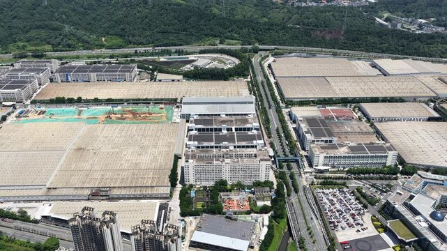 Skyview of BYD Pingshan Shenzhen, a leading new energy vehicle manufacturing base and industrial park, specializing in electric cars, hybrid vehicles and innovative zero emission technology solutions