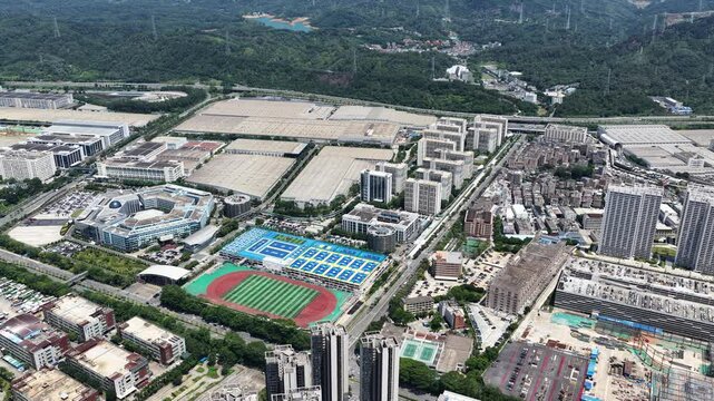 Skyview of BYD Pingshan Shenzhen, a leading new energy vehicle manufacturing base and industrial park, specializing in electric cars, hybrid vehicles and innovative zero emission technology solutions