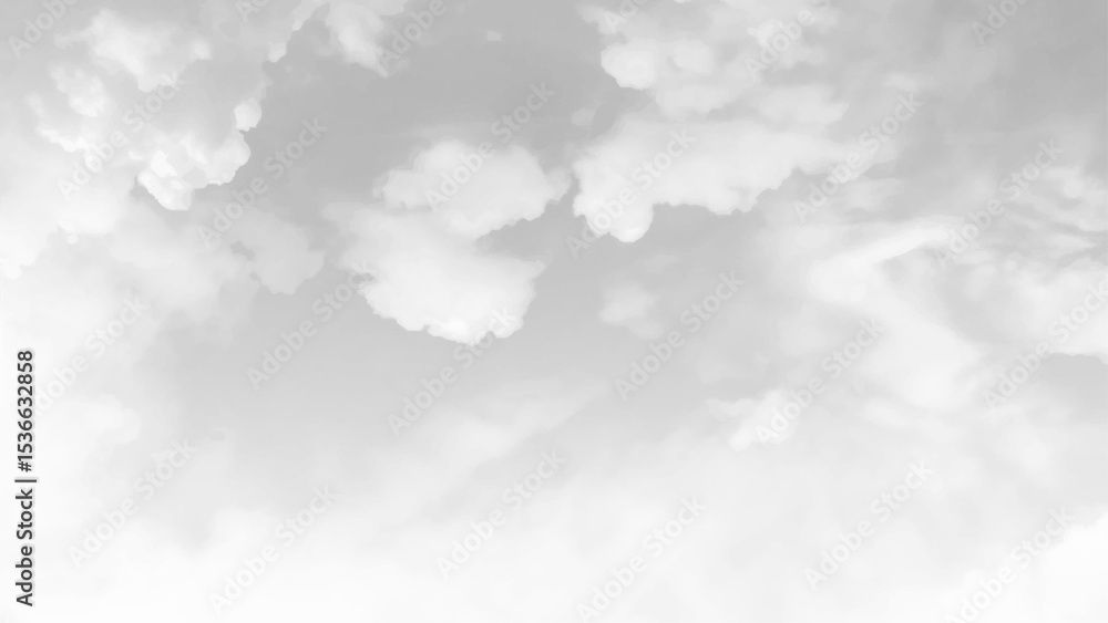 Poster White cumulus clouds. Cloudy sky. White abstract background for design. 
