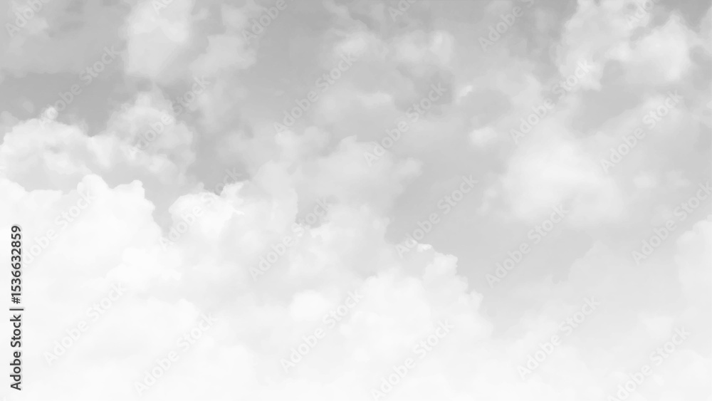 Aufkleber White cumulus clouds. Cloudy sky. White abstract background for design. Overcast sky, nature abstract background
