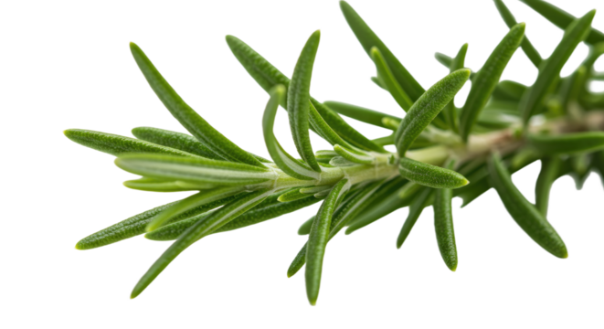 Closeup of Fresh Rosemary Sprig with Detailed Leaf Structure