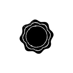 Abstract black and white wavy circle emblem with a rough vintage look