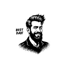 Illustration of a Smiling Man with Beard and Stylish Hair for Father's Day