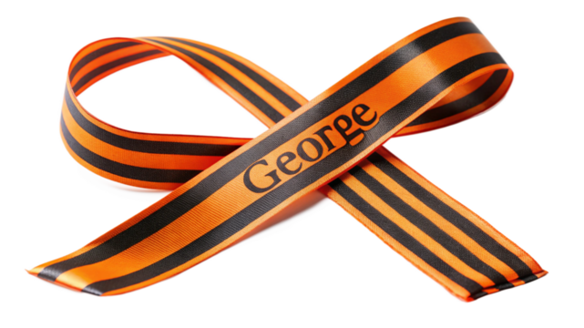 Personalized orange and black ribbon george isolated on a white background