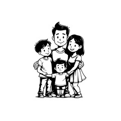 Heartwarming depiction of a cartoon family portrait showcasing unity and love