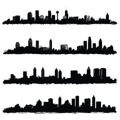 atlanta skyline silhouette set, Black & White silhouette set 