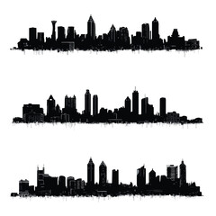 atlanta skyline silhouette set, Black & White silhouette set 