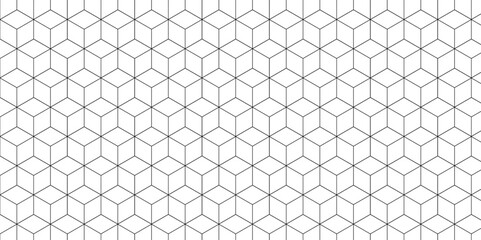 Fototapeta premium Abstract cube geometric tile and mosaic wall or grid backdrop technology wallpaper gray and white background. Seamless geometric pattern square and diamond cubic shapes repeat surface art design.