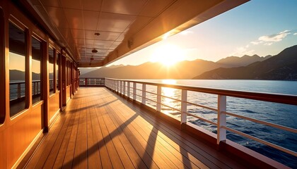 Yacht Deck at Sunset with Serene View of Lake Garda with Mountains Luxury Travel.