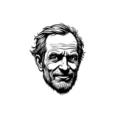 Detailed Black and White Portrait of a Wise Old Man with a Distinguished Beard