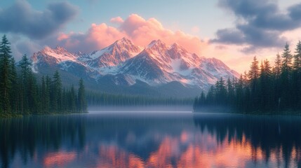 Serene mountain lake sunrise (1)