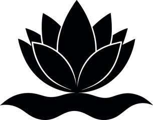 Black and White Lotus Flower Icon