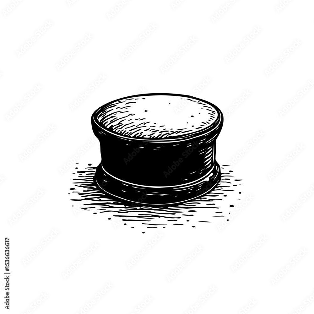 Aufkleber detailed sketch of a round box or container with lid on a white background