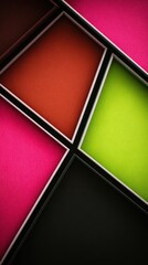 Fototapeta premium Abstract Geometric Eyeshadow Palette: Vibrant Pink, Green, Red and Orange Shades