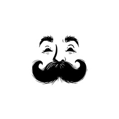 Whimsical hand-drawn illustration of a face featuring a prominent moustache