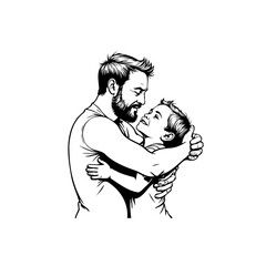 Father's love: A touching illustration of a father embracing his son with tenderness