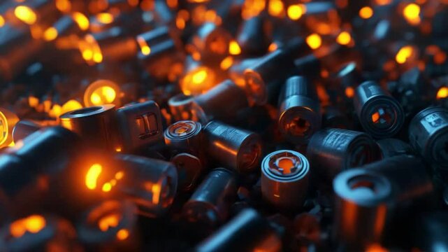 Industrial Metallic Components with Orange Highlights creating a compelling and futuristic aesthetic