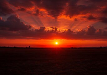 Fiery Sunset Over the Plains