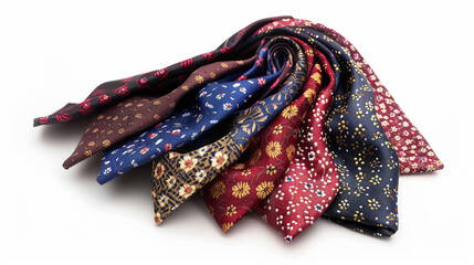 Elegant Ascot Ties with Beautiful Floral Patterns on white background.PNG