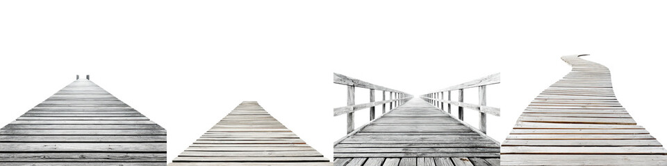 Fototapeta premium Serene wooden walkway leading to the horizon