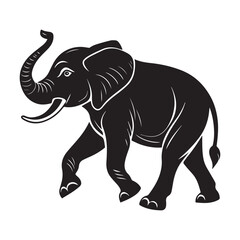 Fototapeta premium Elephant silhouette vector illustration logo sticker