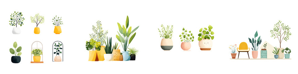 Fototapeta premium Decorative indoor plants in various pots and vases