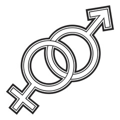Intertwined Male Female Gender Symbols Black and White Graphic Design Element male symbol