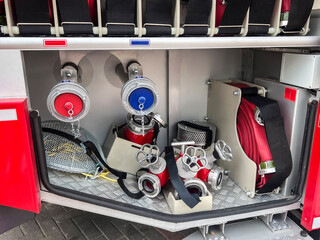 The internal structure of a fire rescue vehicle