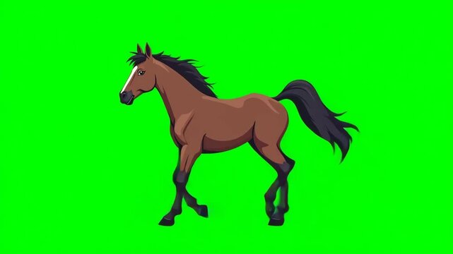 Walking  mustang from the Wild West series, chroma key, green screen, mockup, footage, loop