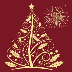 Luxury Gold Happy Holiday Invitation Card Design with Animal Illustration