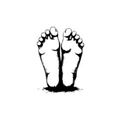 Graphic illustration of two bare feet on a white background artistic expression