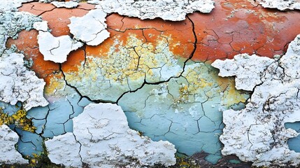 Obraz premium Cracked Paint Texture Abstract Background Multicolored Aged Surface