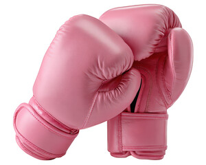 Pink boxing glove pair isolated on transparency background, showing soft leather texture and padded design for protection and comfort during training or competition