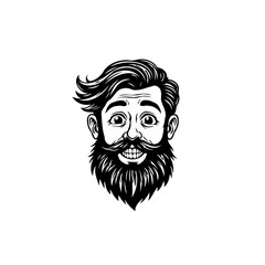 Monochrome retro portrait of a stylish bearded man with surprised expression