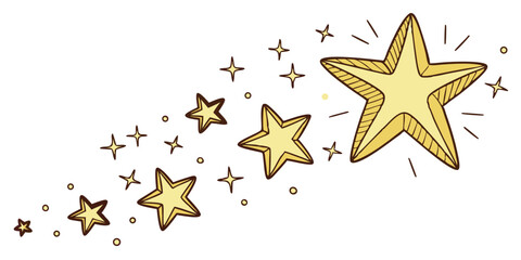 Scattered Golden Stars on White Background