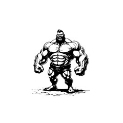 Impressive cartoon bodybuilder illustration showcasing extreme muscular physique