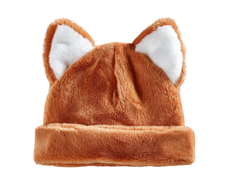 Plush brown winter hat with white inner ears, designed to resemble animal ears, soft and cozy for cold weather, perfect for youth fashion and playful style