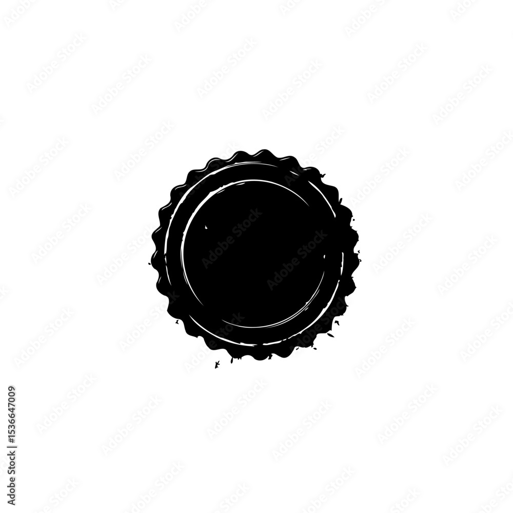 Poster monochrome circular stamp graphic with jagged edge offering versatility in design