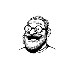 Smiling man with glasses cartoon illustration vector portrait artwork